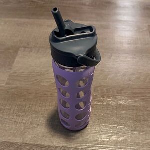 LifeFactory Purple Glass Water Bottle with Straw Cap